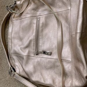 Rose gold leather purse